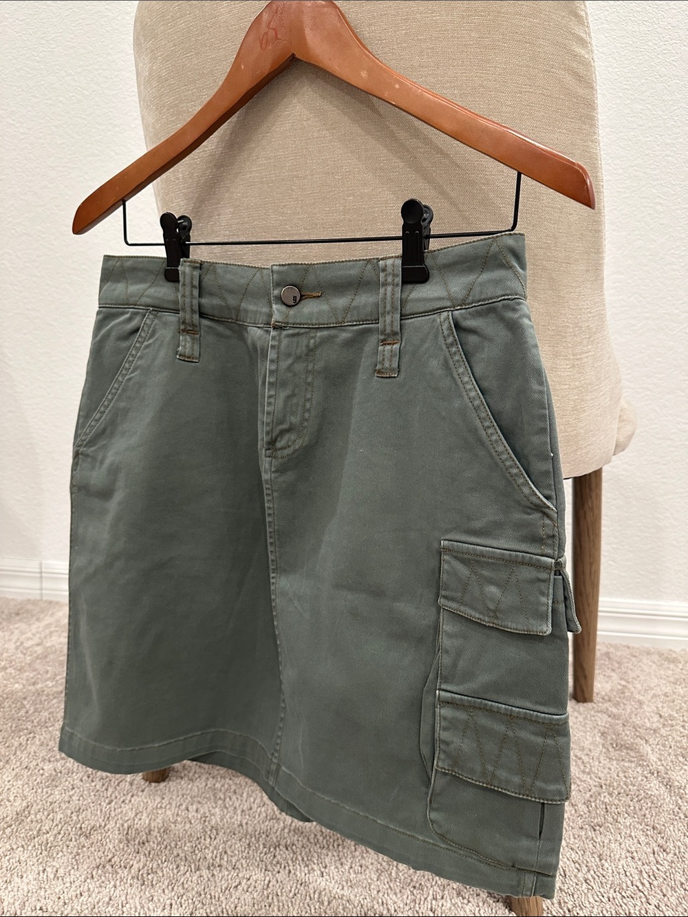 Utility Cargo Skirt in Olive Green
